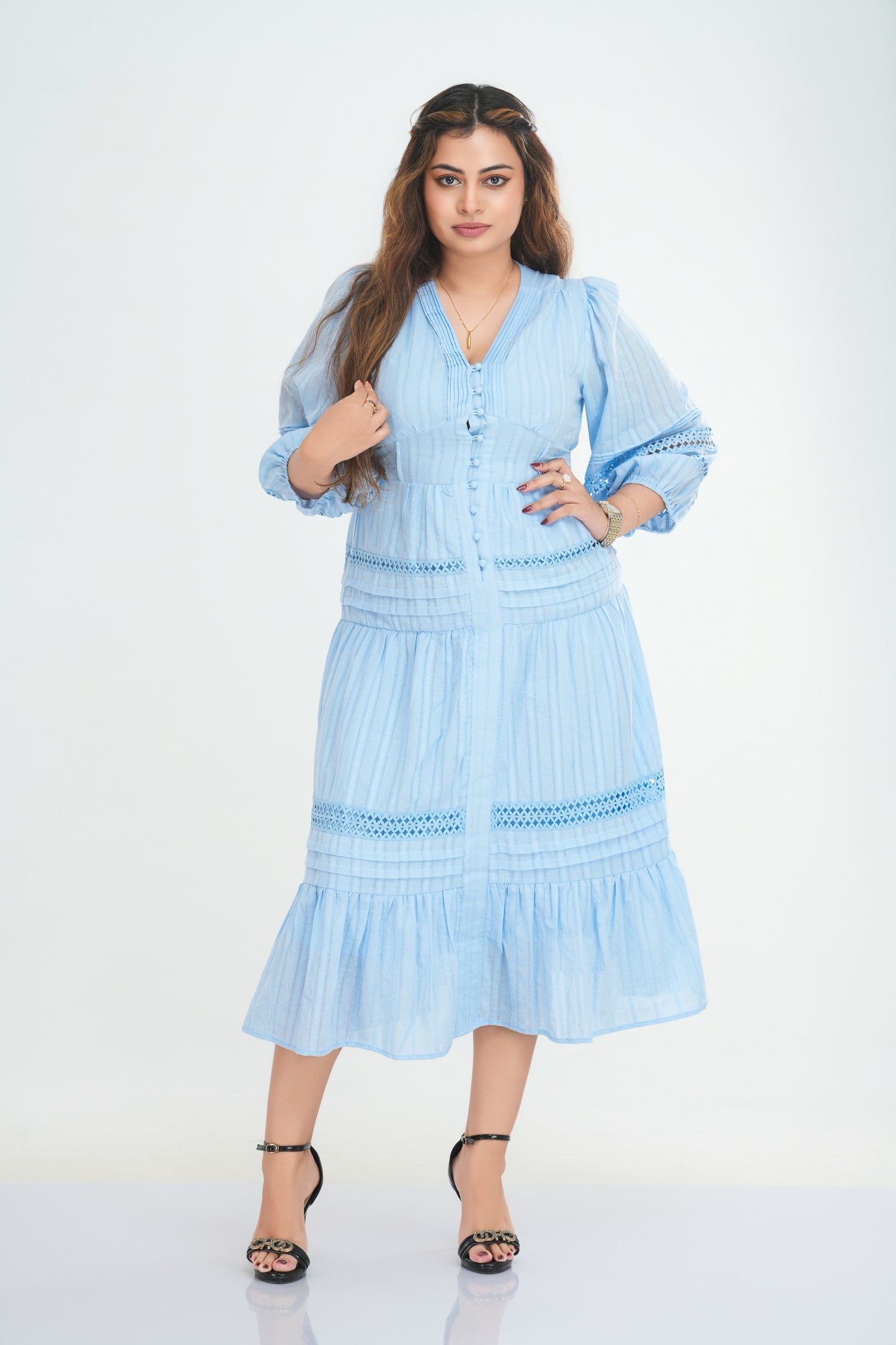 Dress Summer Women's Sense Loose v-Neck Hollow Long Dresses